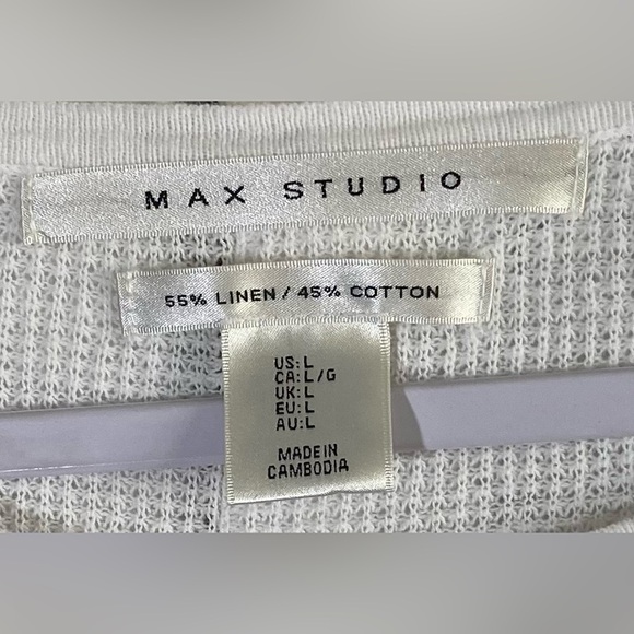 Max Studio White Linen Blend Long or 3/4 Sleeves, Sz L - Picture 3 of 7
